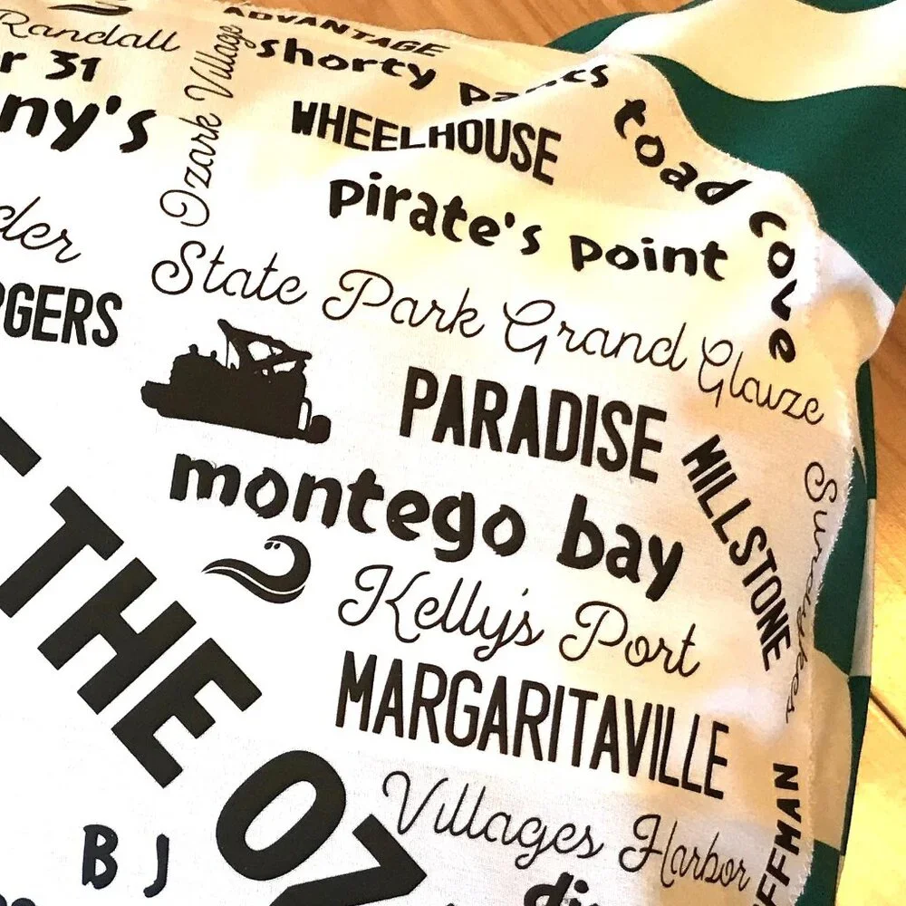 Handmade Lake House Pillow Cover, Lake of Ozarks Boating Cabin Decor 18 x 18 in
